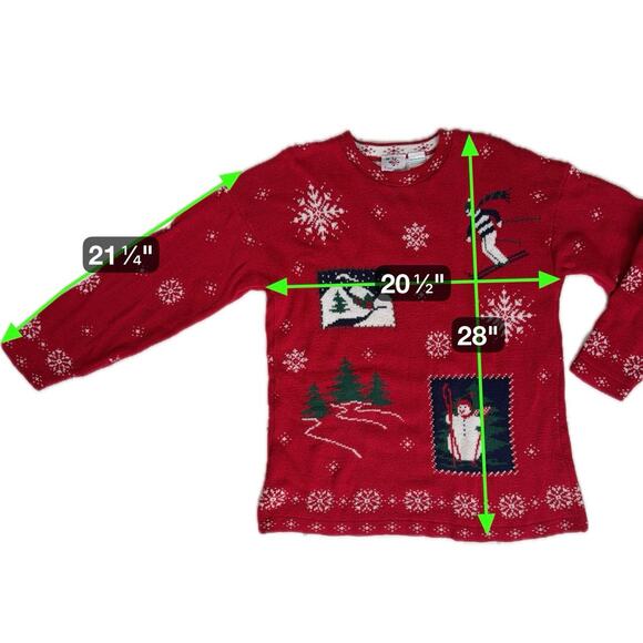 NutCracker Womens Festive Winter Sweater Medium Holiday Snowflakes Snowman Skier - Picture 4 of 11